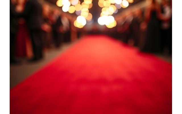 Red carpet event with flashing lights