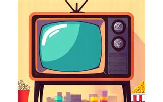 TV shows icon with remote control and popcorn