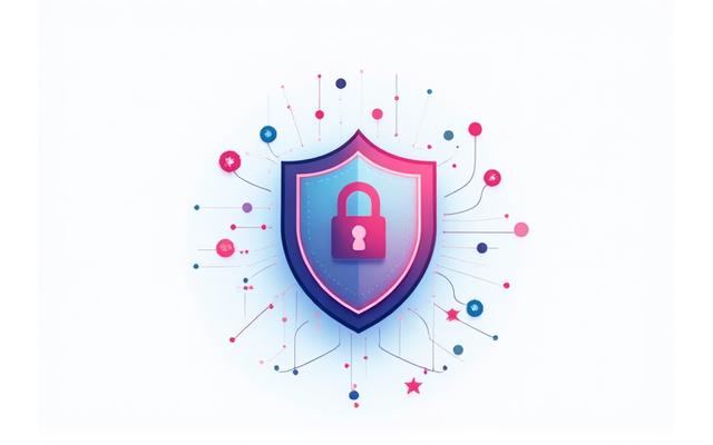 Illustration of digital cookies and privacy shield, representing data protection measures.
